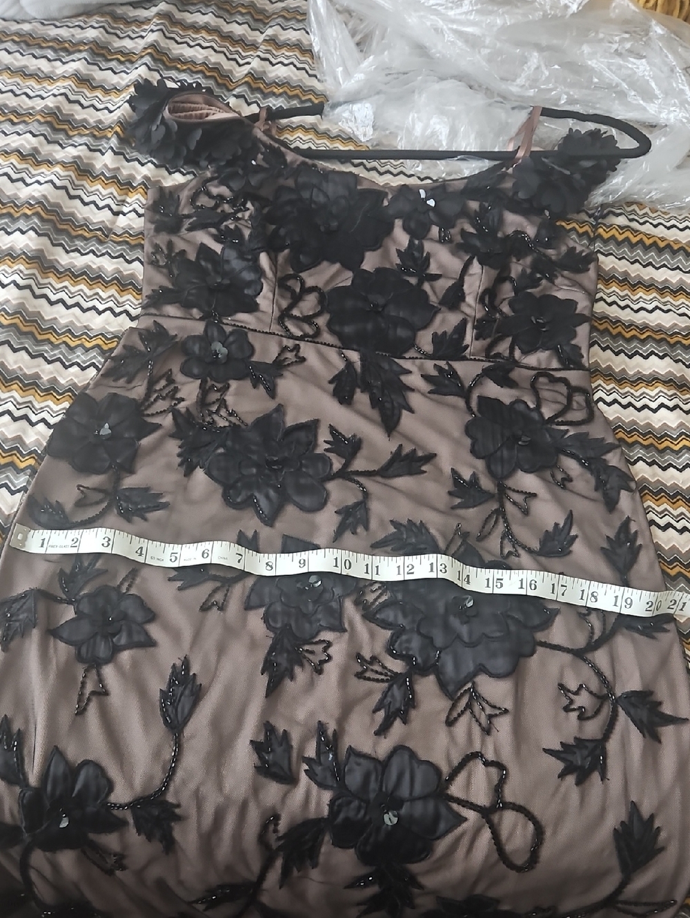 Adrianna Papell Black and Tan Floral Maxi Dress - Picture 9 of 12